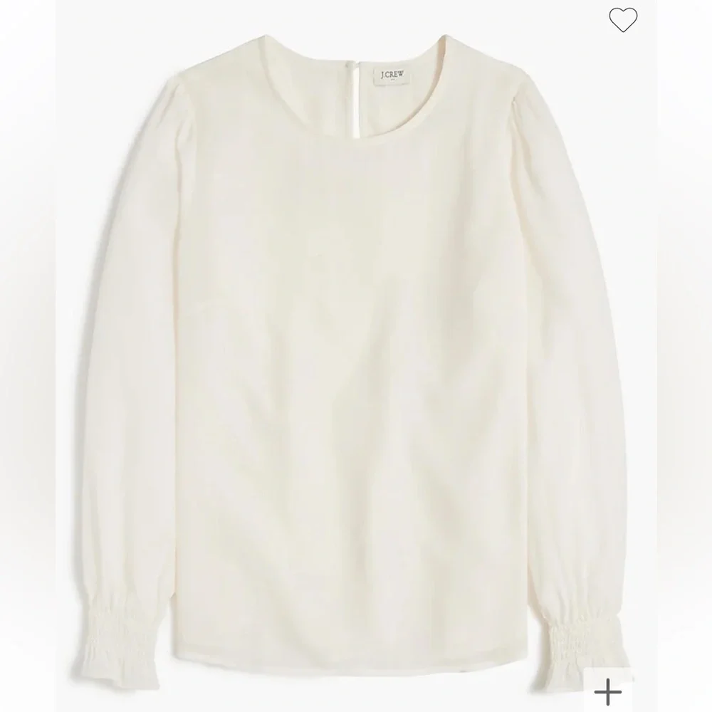 J crew Long-sleeve top with smocked cuffs